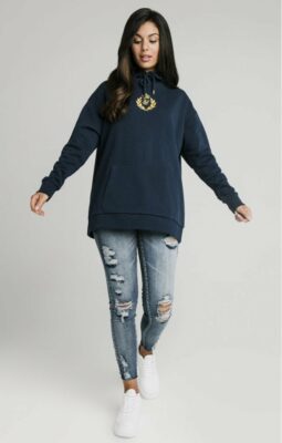 Sik Silk - Embroidered Oversize Hoodie - Mikina - Modrá - Image 3
