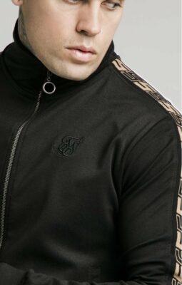 Sik Silk -  Jacquard Retro Zip Through - Mikina - Černá - Image 2