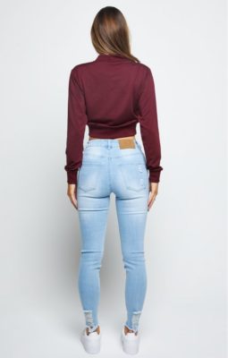 Sik Silk - Mesh Cropped Bomber - Mikina - Bordová - Image 4
