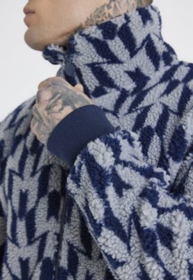 Messi x Sik Silk - Borg Funnel Jacket - Kožíšková bunda - Modrá - Image 2