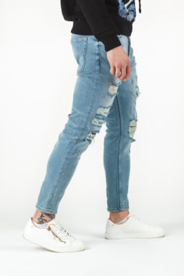 2Y Premium - Destroyed Skinny Cropped Denim - Roztrhané džíny - Modré - Image 2