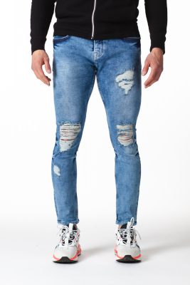 2Y Premium - Destroyed Skinny Cropped Denim - Roztrhané džíny - Modré - Image 2