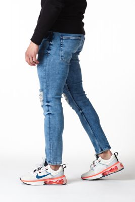 2Y Premium - Destroyed Skinny Cropped Denim - Roztrhané džíny - Modré - Image 3