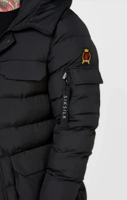 Sik Silk - Black Parka Coat - Image 2