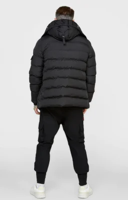 Sik Silk - Black Parka Coat - Image 5