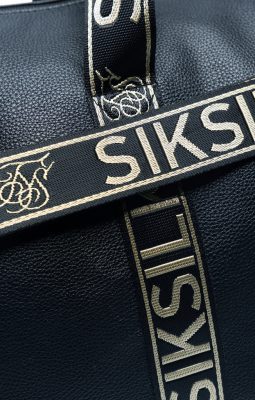 Sik Silk - Black PU Taped Weekender Bag - Image 3